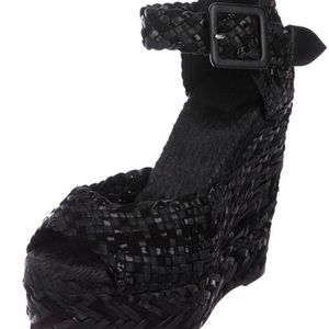 Hermès  Leather Ankle Strap Wedges